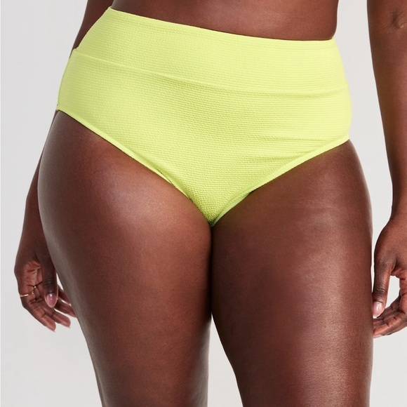 Old Navy Womens High-Waisted Pucker Classic Pousse Verte Bikini Swim Bottoms 3X - Picture 3 of 10